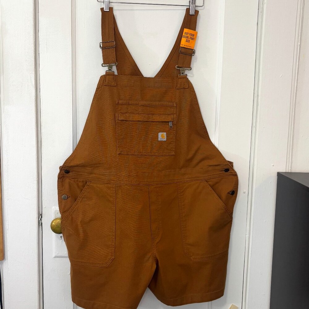 NWT Carhartt Women's Brown Rugged Flex Relaxed Fit Canvas Shortall, Size XXL(20)